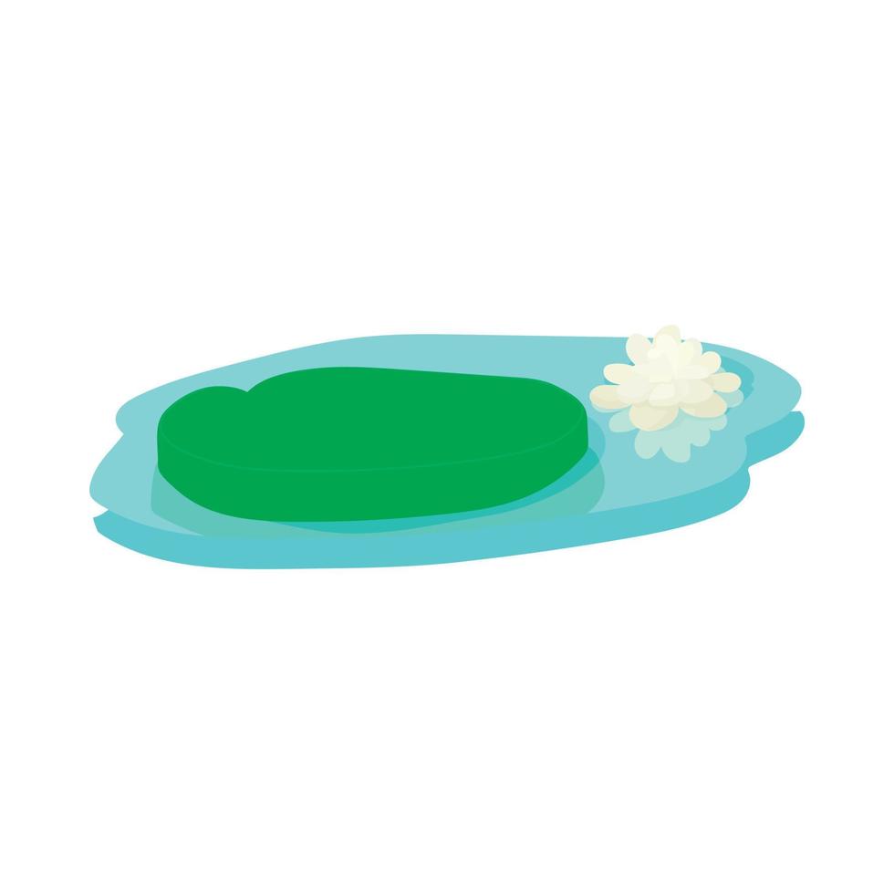 Water lily in lake icon, cartoon style vector