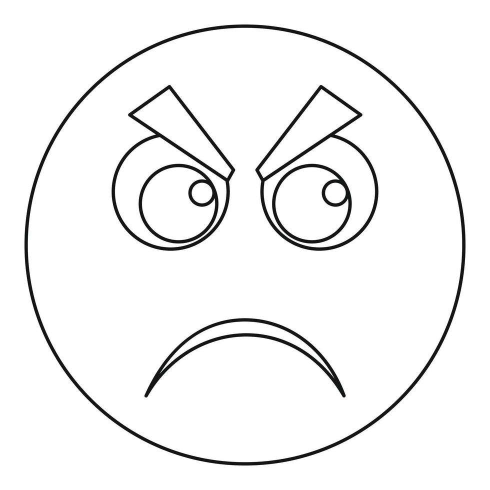 Angry smile icon vector thin line