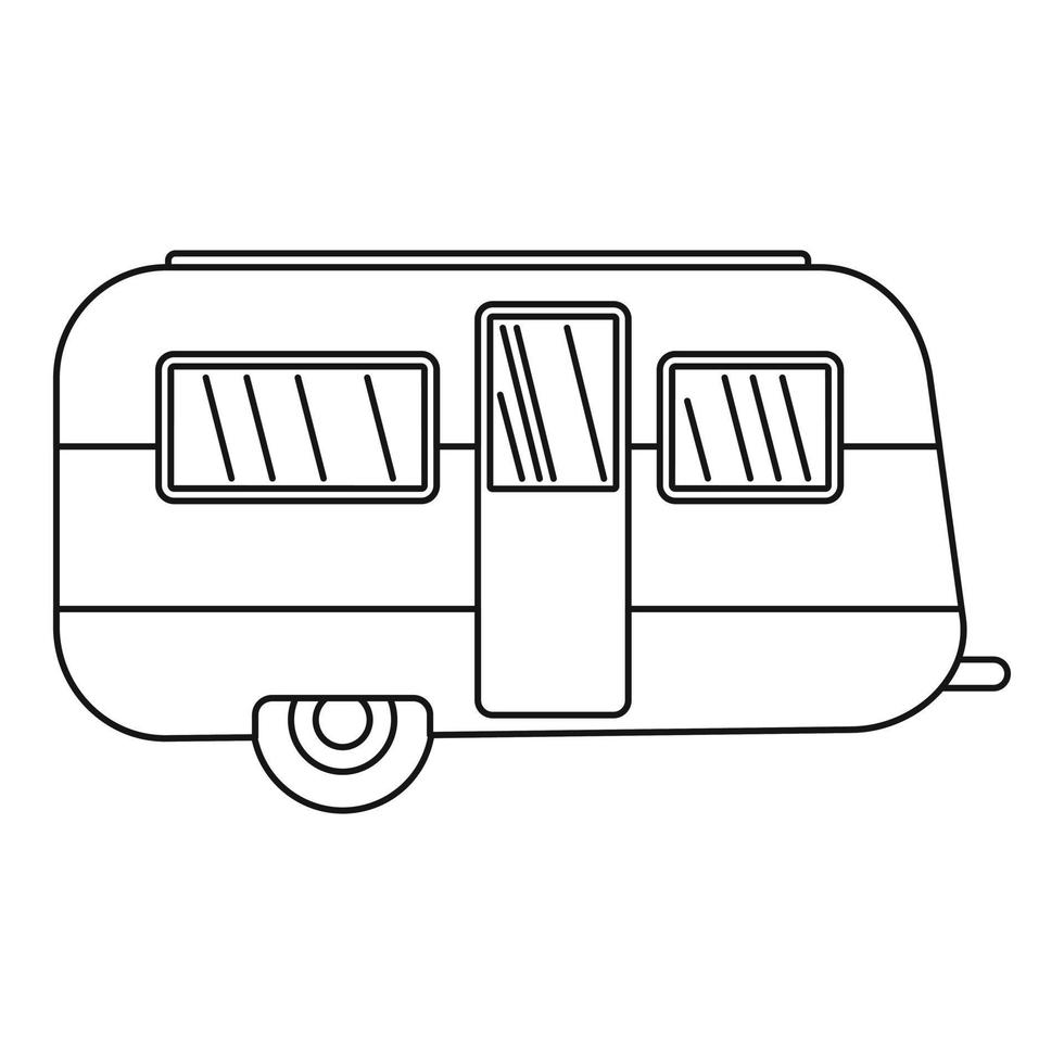 Retro travel trailer icon, outline style vector