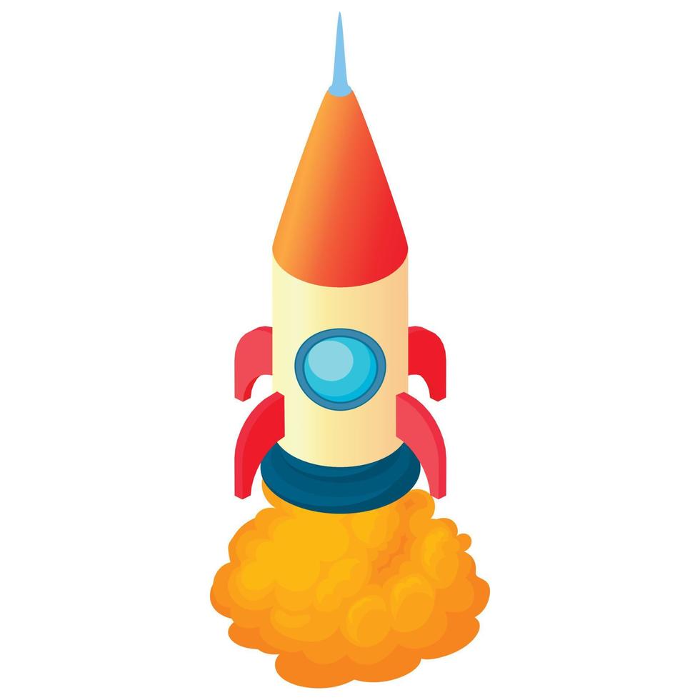 Big rocket icon, cartoon style vector