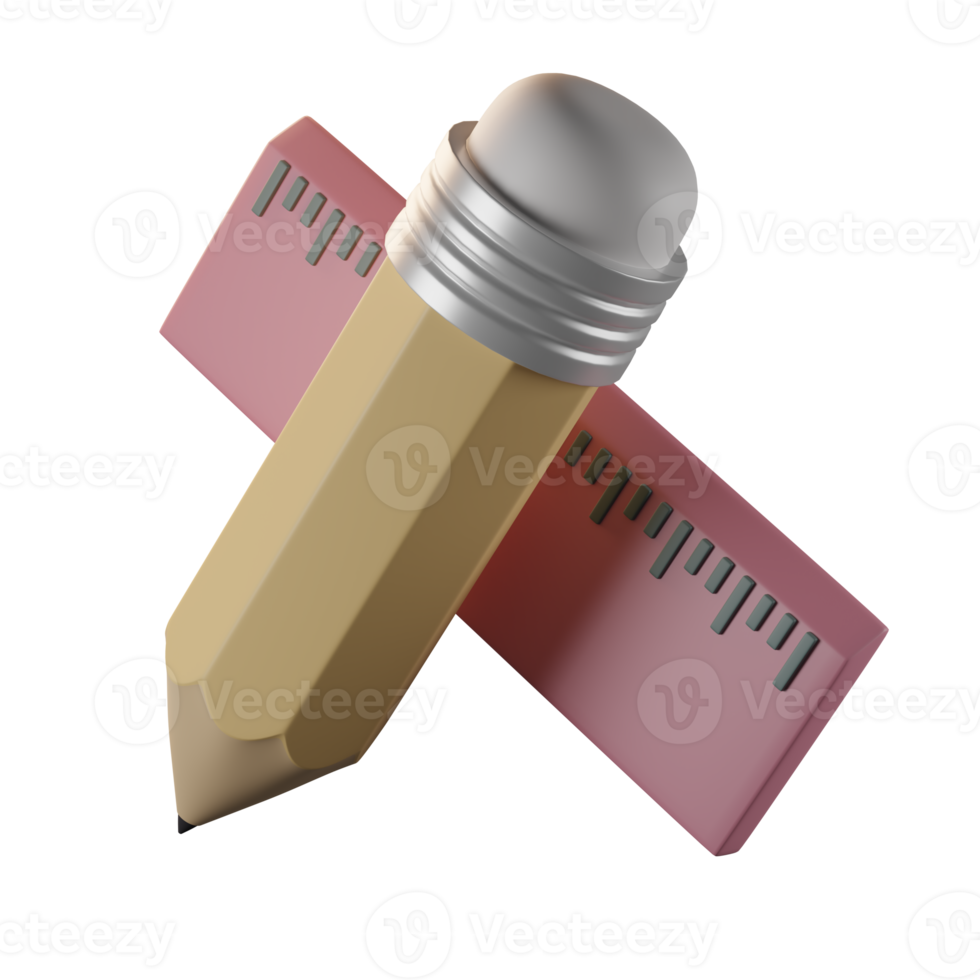 pencil and ruler 3d icon in Isometric view png