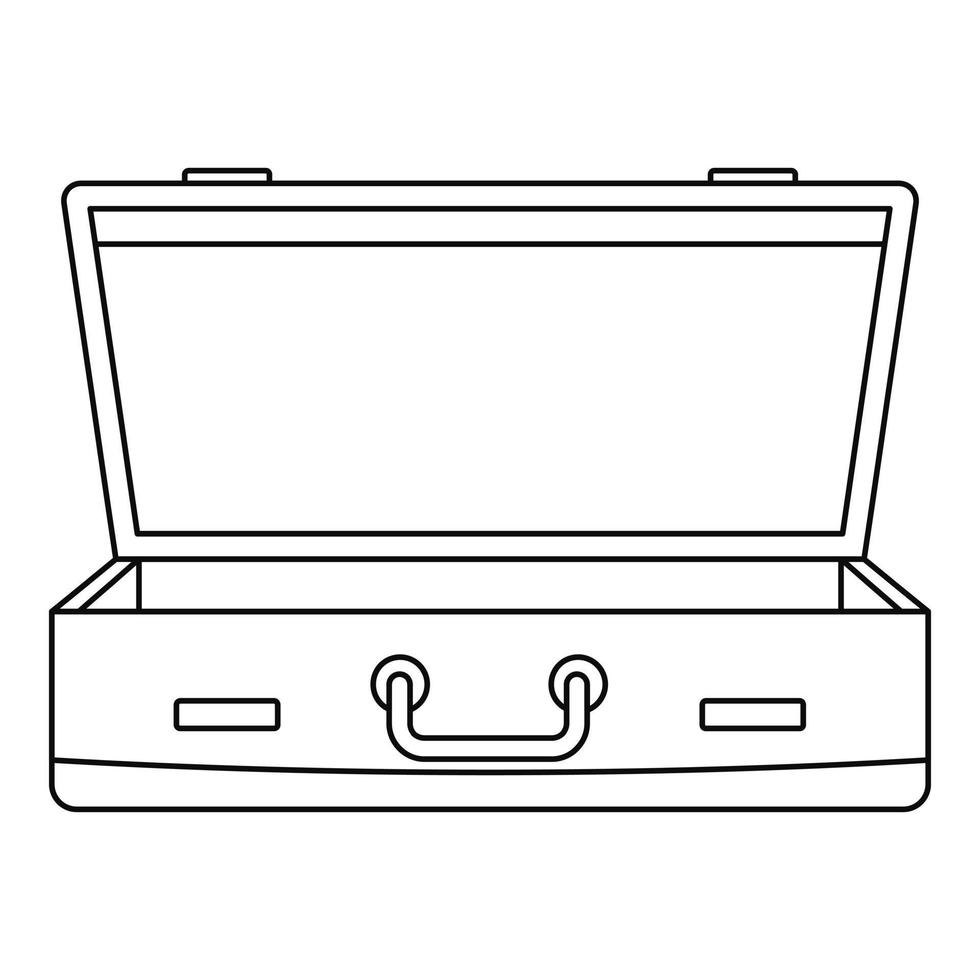 icono de maleta de cuero, estilo de esquema vector