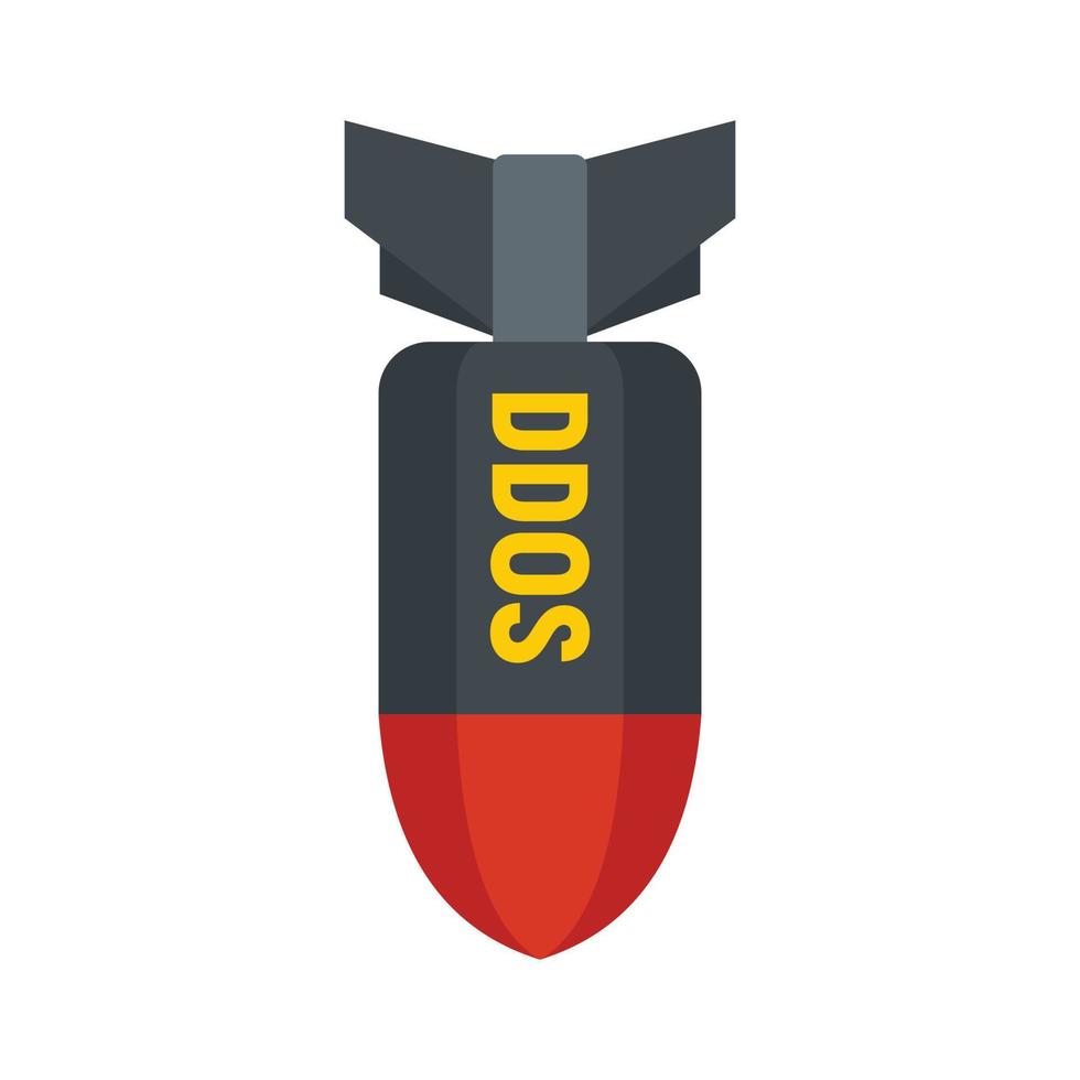 Dos hacker bomb icon, flat style vector