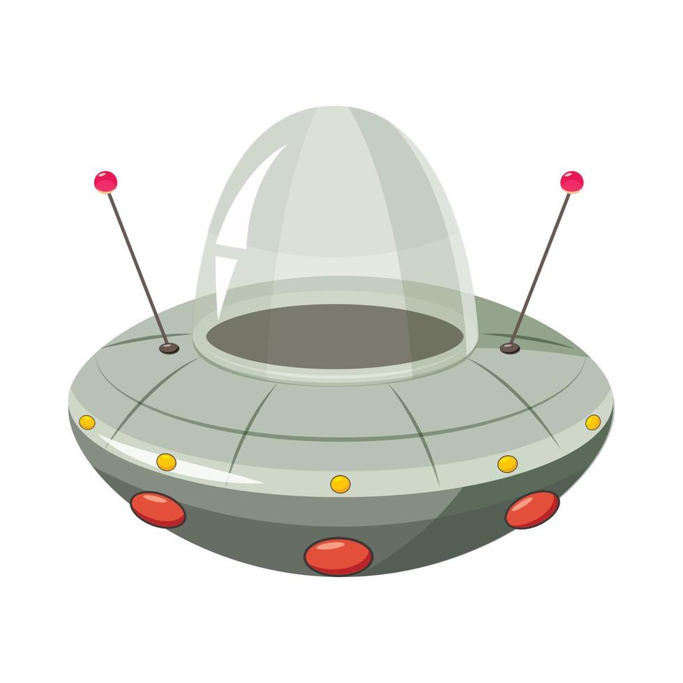 Ufo spaceship icon, cartoon style vector