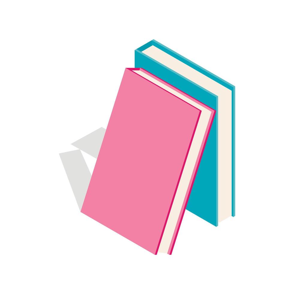 icono de dos libros, estilo 3d isométrico vector