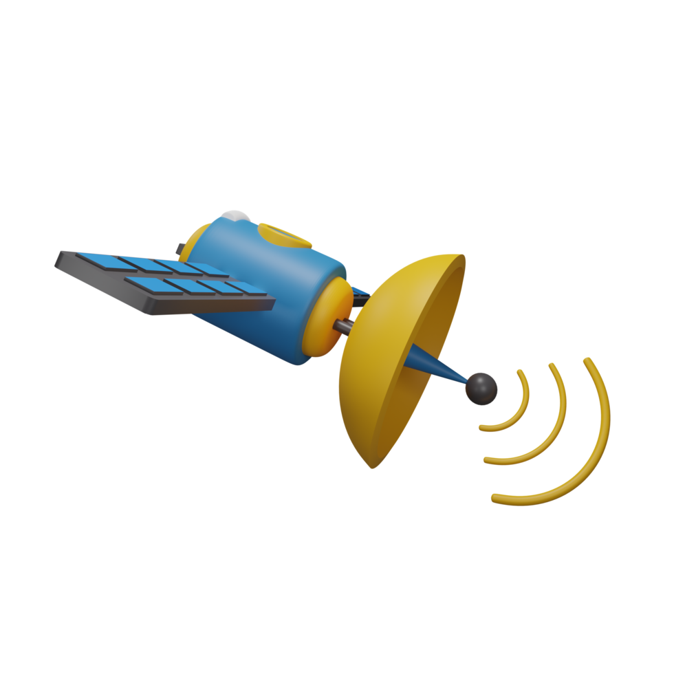 ilustração de satélite azul 3d png