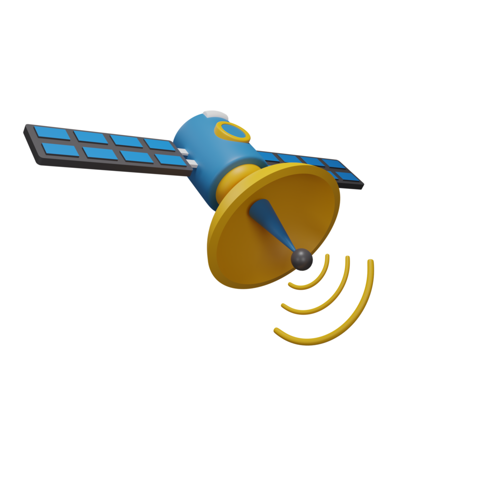 ilustração de satélite azul 3d png