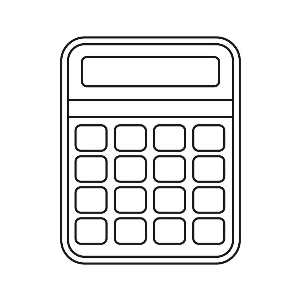 Calculator icon, outline style vector