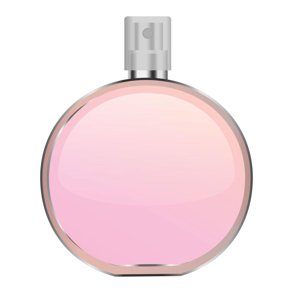 Pink perfume bottle mockup, realistic style vector