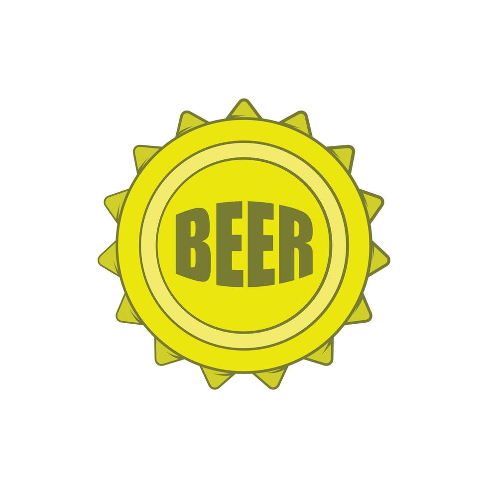 Beer bottle cap icon in cartoon style vector