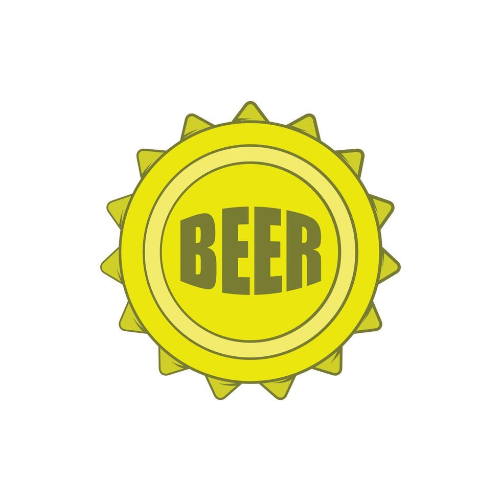 icono de tapa de botella de cerveza en estilo de dibujos animados vector