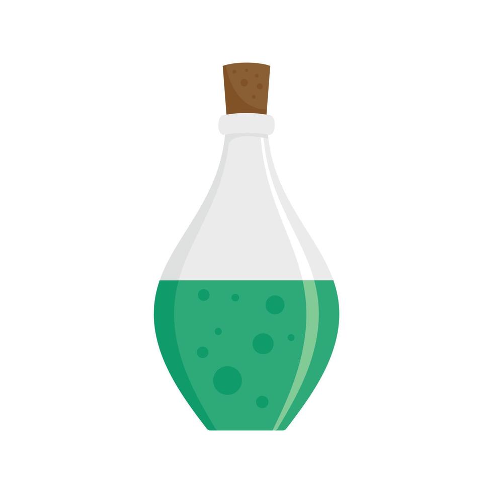 Potion elixir bottle icon, flat style vector