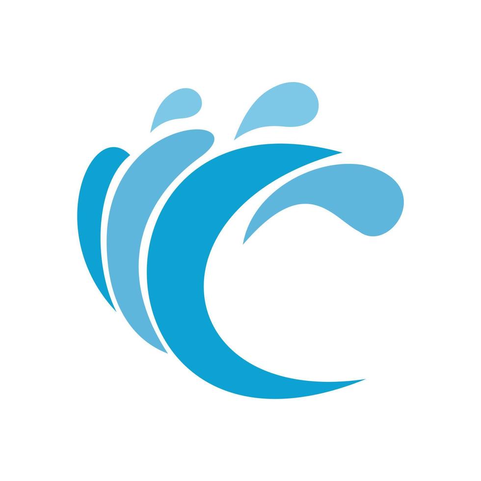 Wave water composition icon, flat style vector