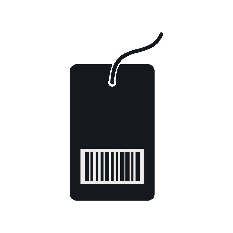 Tag with bar code icon, simple style vector