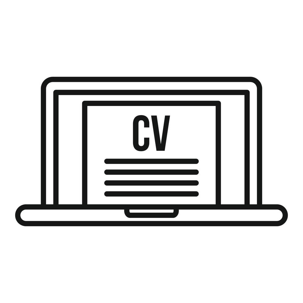 icono de cv portátil en línea, estilo de contorno vector