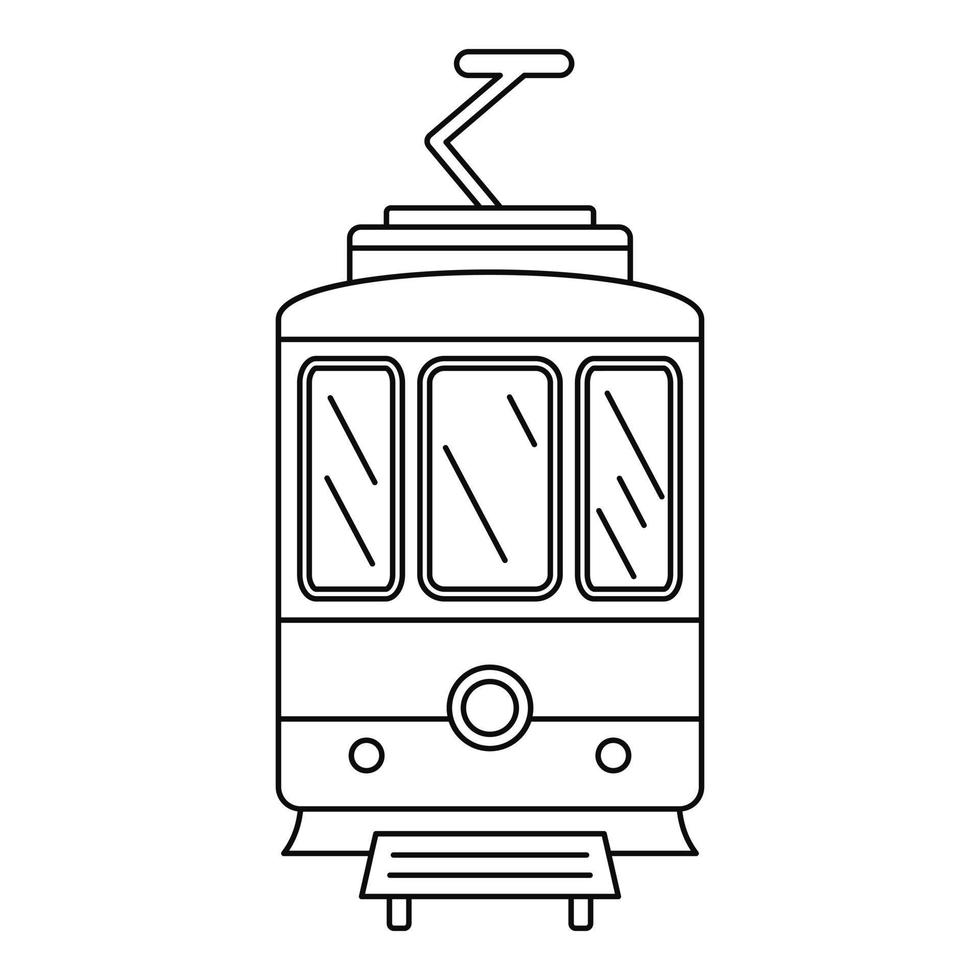 City tramcar icon, outline style vector