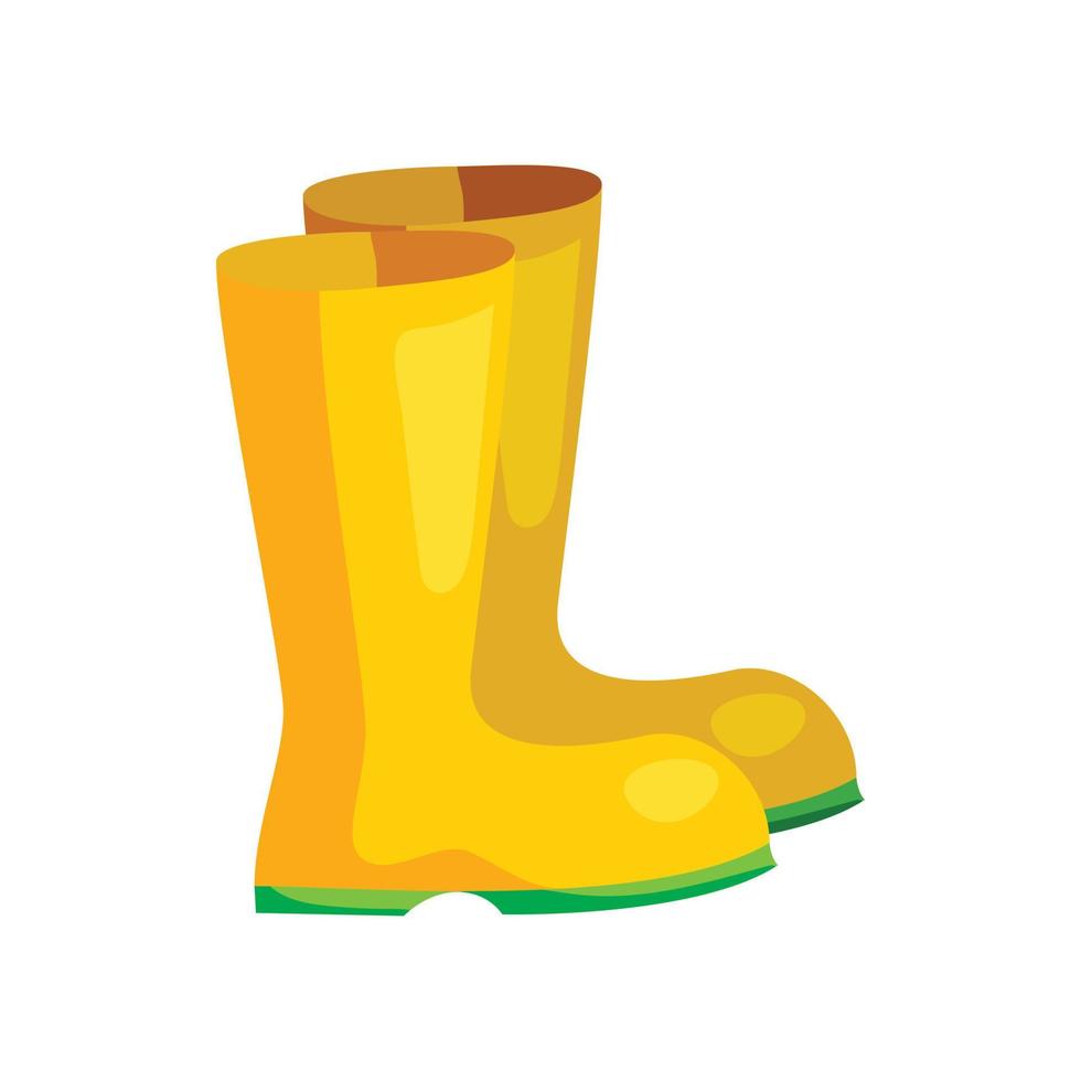 icono de botas de goma amarillas, estilo de dibujos animados vector