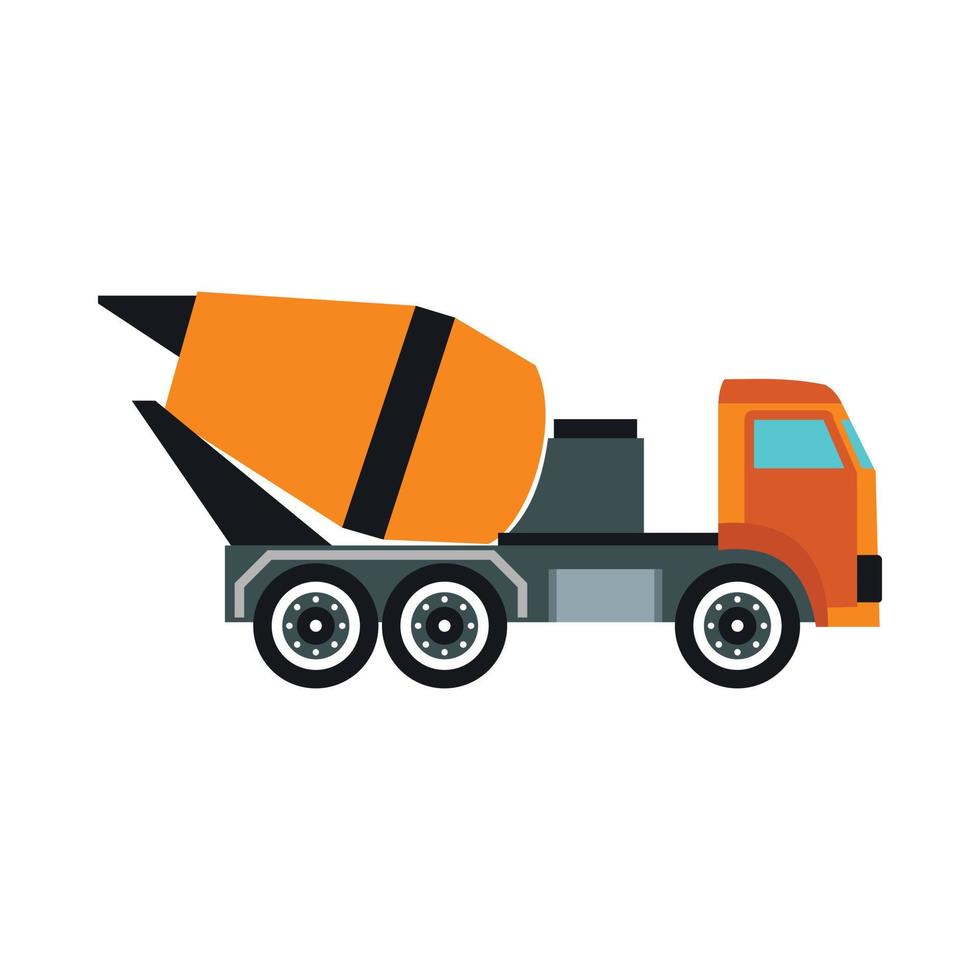 Truck mixer icon, flat style vector