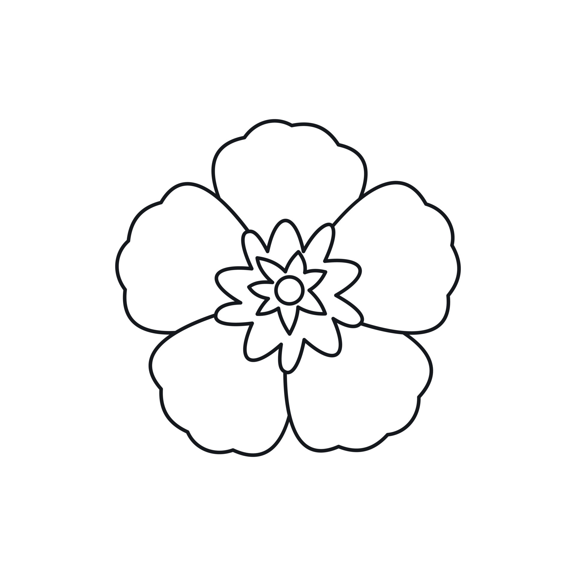 Rose of Sharon, korean flower icon, outline style 14578422 Vector Art