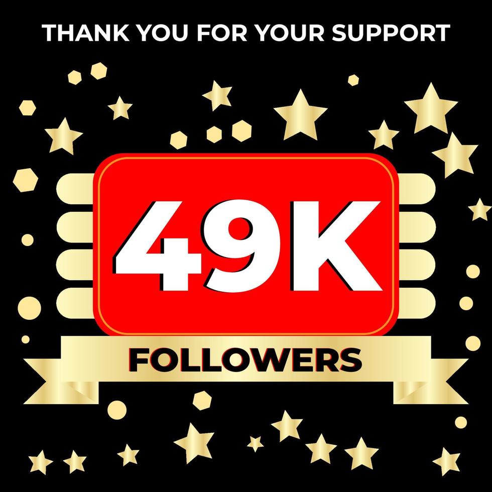 Thank you 49k followers celebration template design perfect for social network and followers, Vector illustration.
