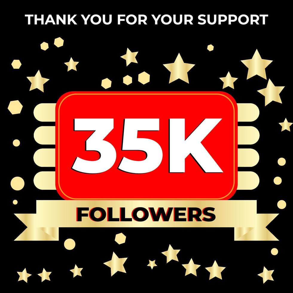 gracias 35k seguidores diseño de plantilla de celebración perfecto para redes sociales y seguidores, ilustración vectorial. vector