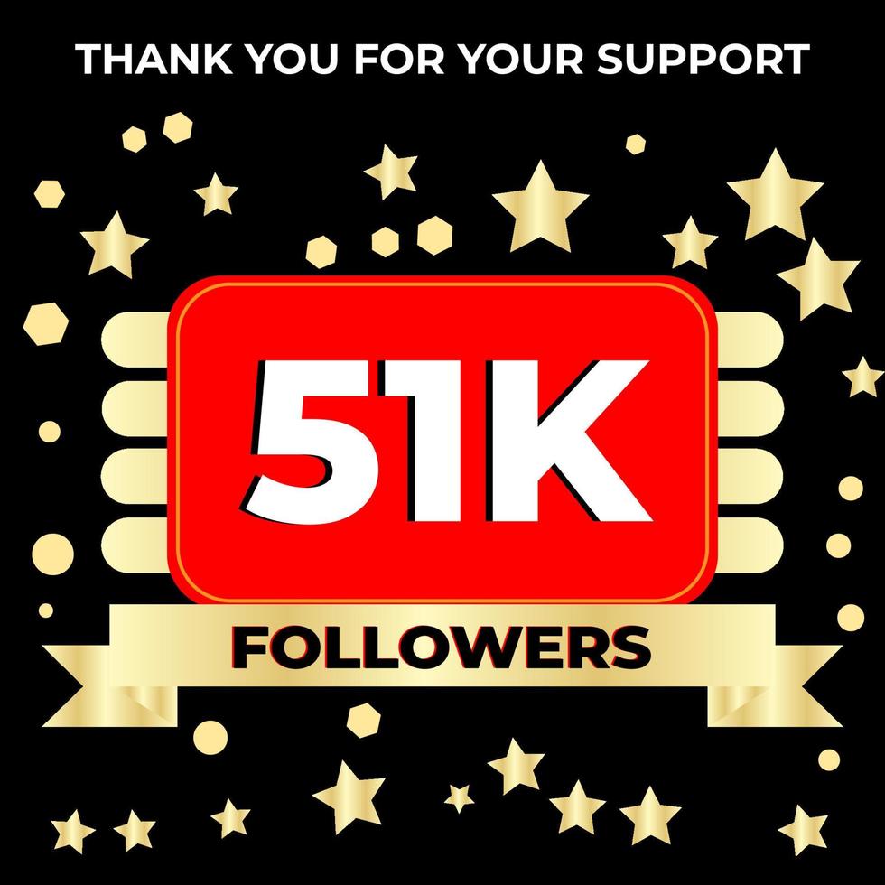 Thank you 51k followers celebration template design perfect for social network and followers, Vector illustration.