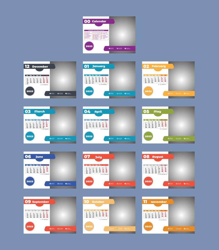 2023 new year calendar template vector