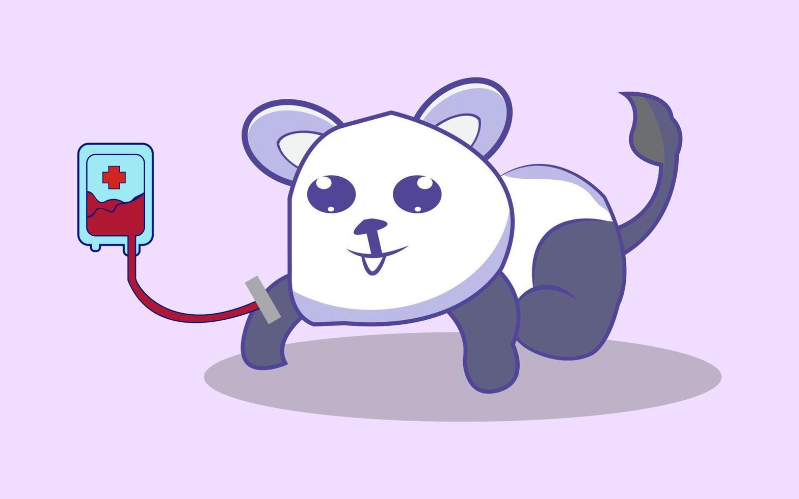 Panda blood transfusion cartoon vector