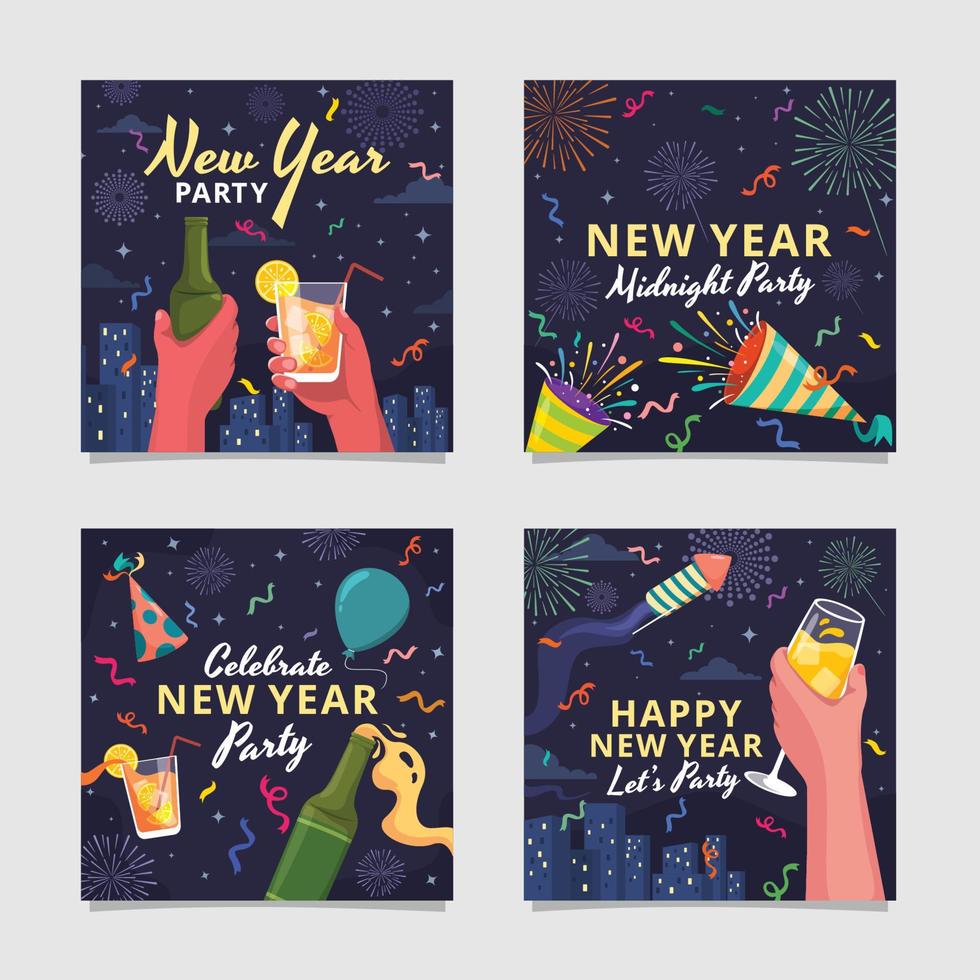 Celebrating New Year Party Social Media Template vector