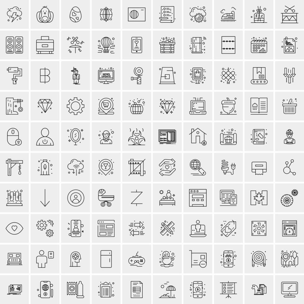 Pack of 100 Universal Line Icons for Mobile and Web vector