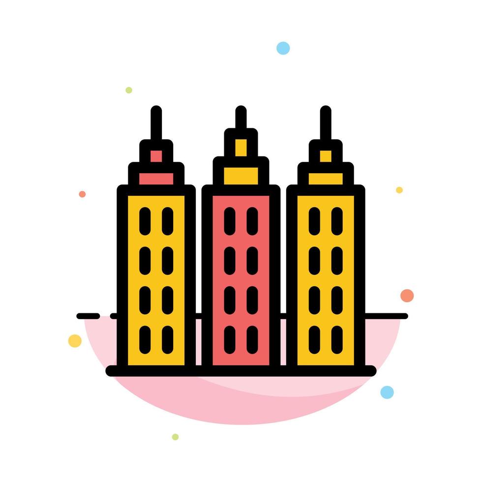 plantilla de icono de color plano abstracto de torre de construcción de edificios vector