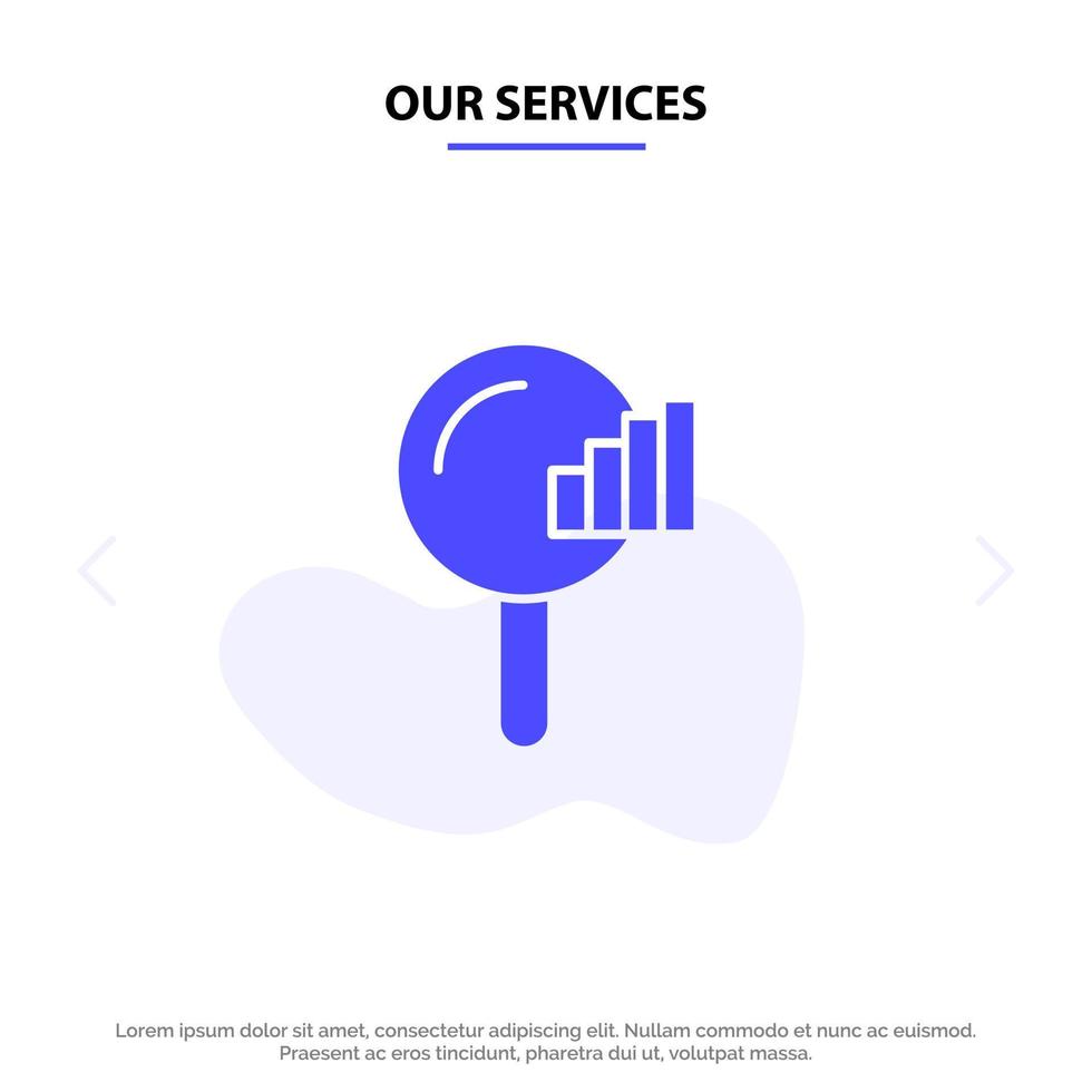 Our Services Find Search Service Signal Solid Glyph Icon Web card Template vector