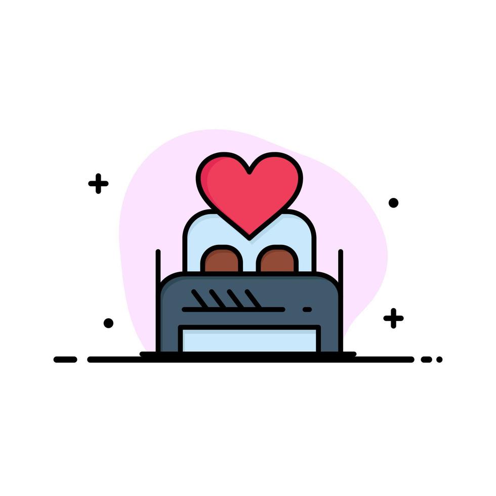 cama amor amante pareja san valentín noche habitación negocio línea plana icono vector banner plantilla