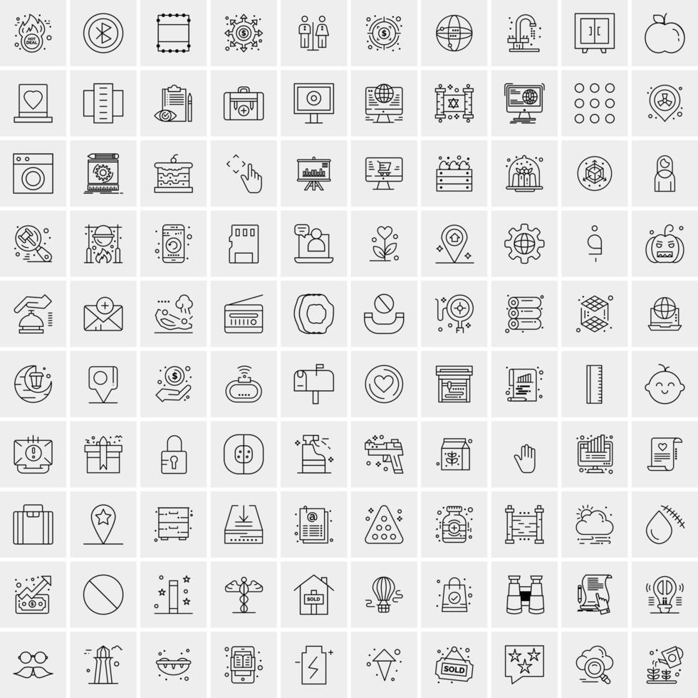 Pack of 100 Universal Line Icons for Mobile and Web vector