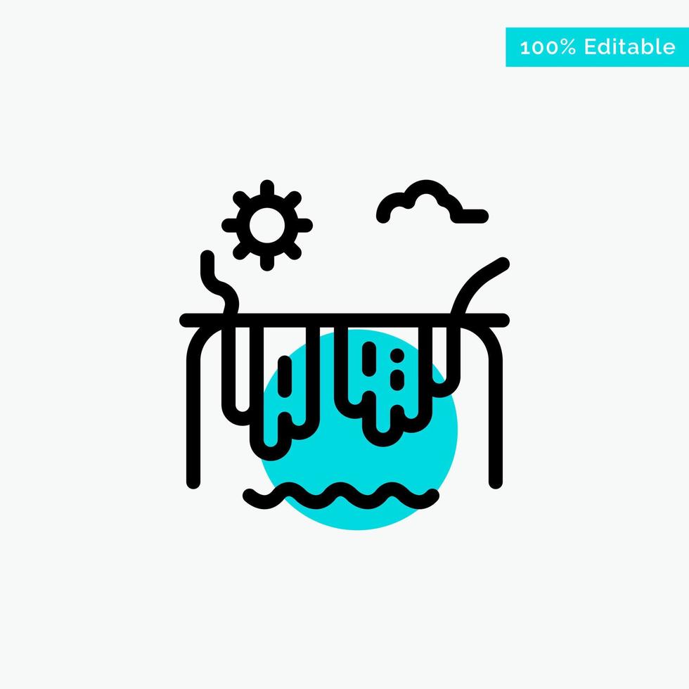 Mountains River Sun Canada turquoise highlight circle point Vector icon