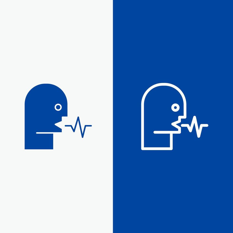 Audio Human Person Speech Talk Line and Glyph Solid icon Blue banner Line and Glyph Solid icon Blue banner vector