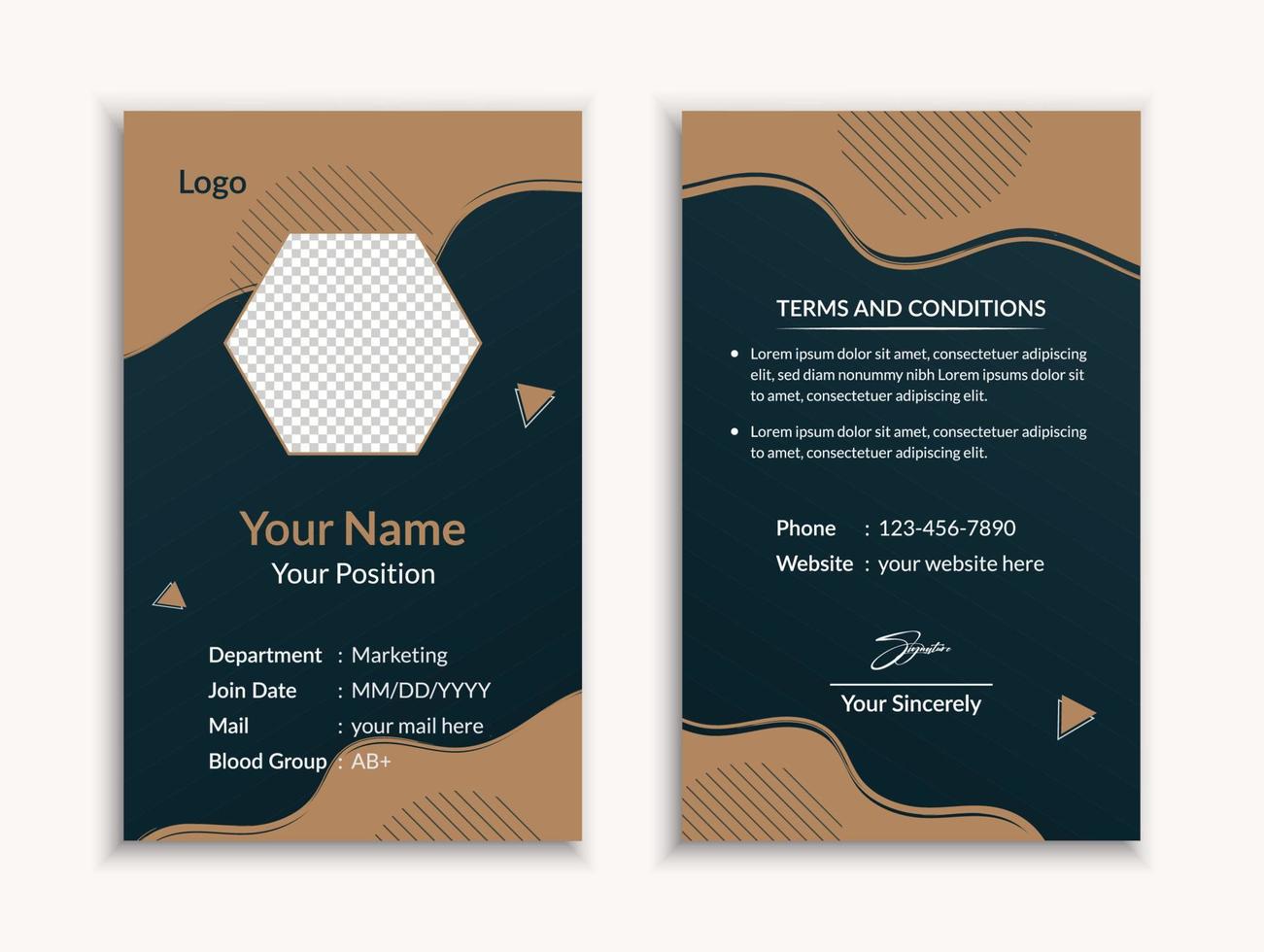 Abstract id card template design vector