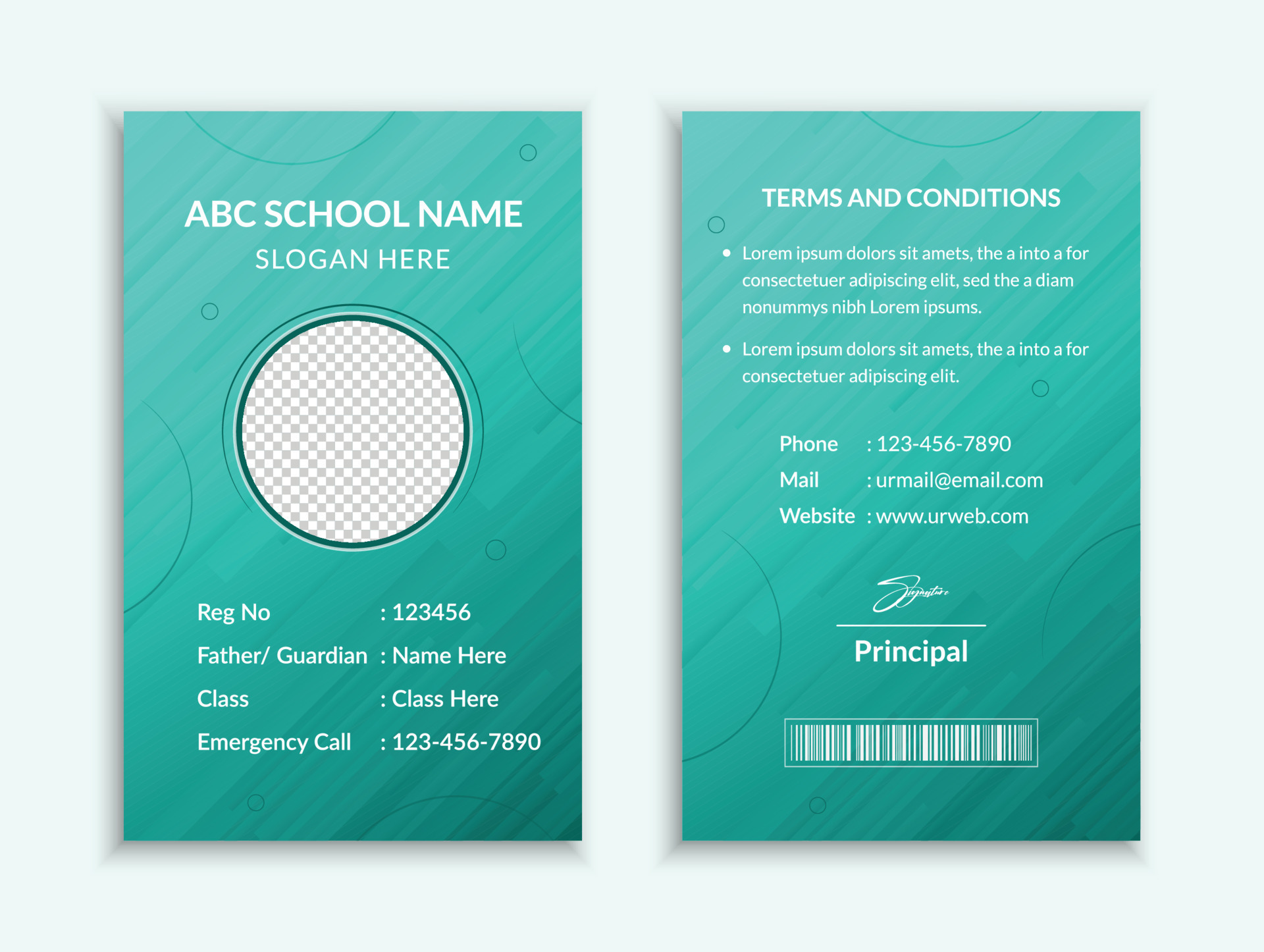 School Id Card Template And Vatical College Student Identity Card 