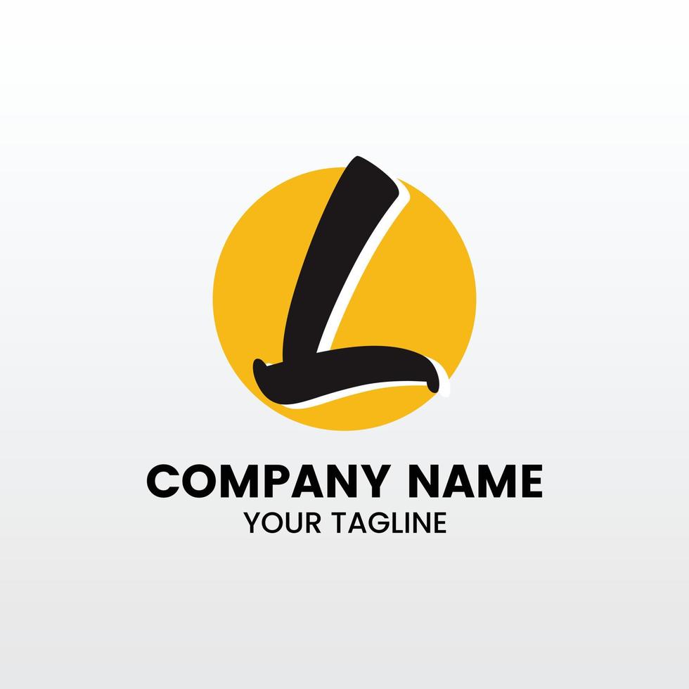 Minimalist inspiring L logo, L initial overlapping swoosh letter logo yellow and black vector