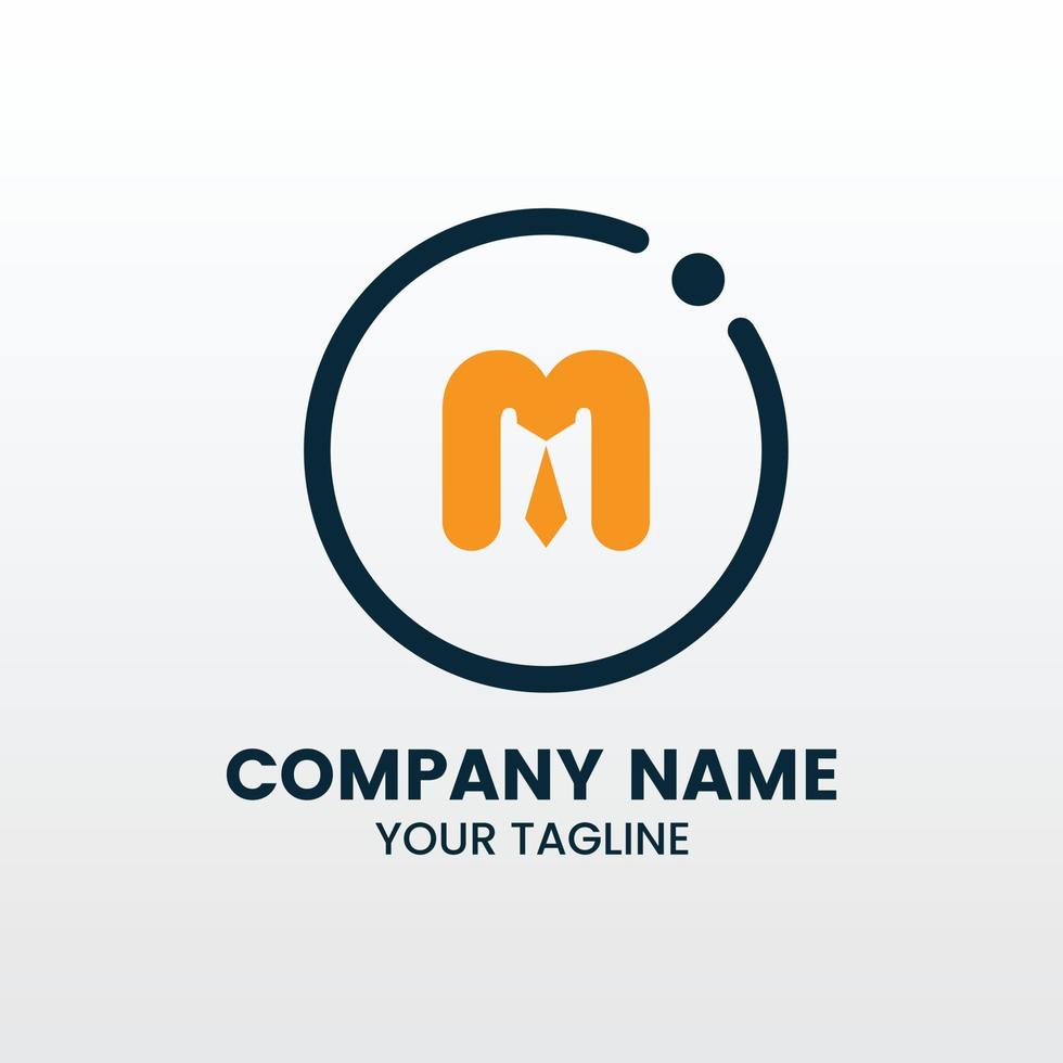 Minimalist inspiring Initial Letter M logo Connected circle symbol. Design Template Element. with tie style vector