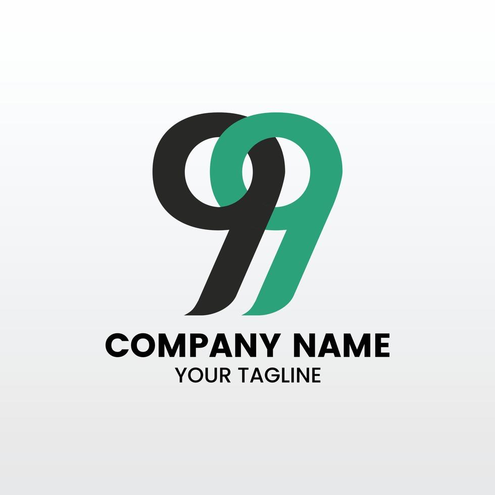 Initial Number 99 Connected Each Other Vector Logo Design Template