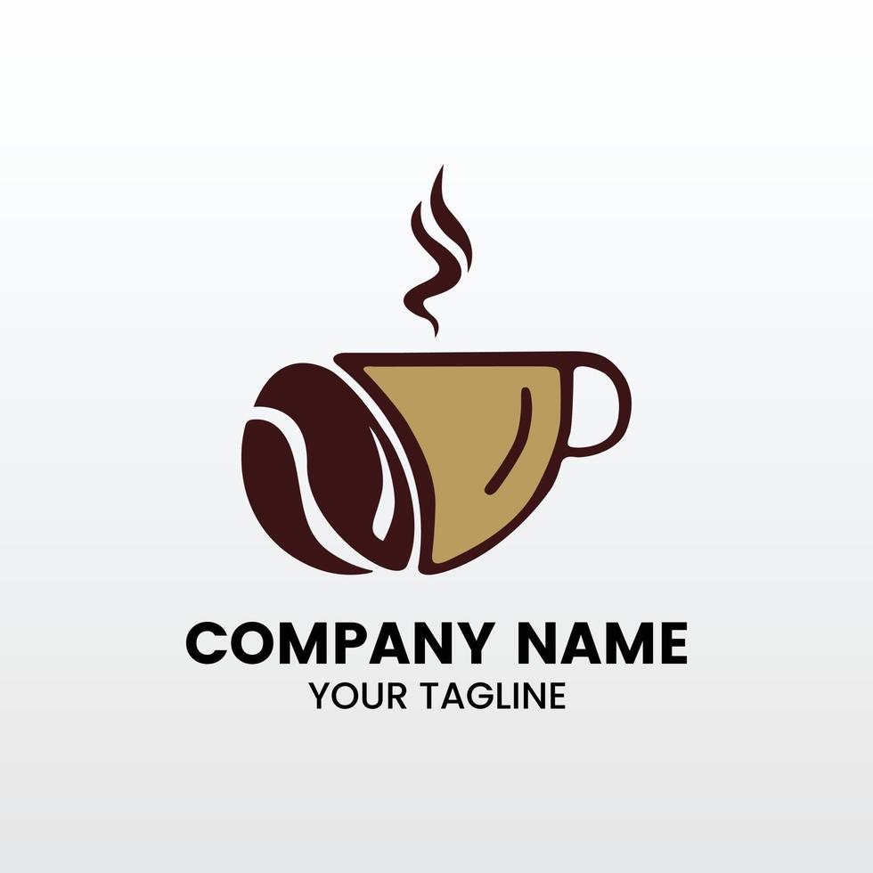 logotipo de icono plano de grano de café vectorial. elemento de diseño de logotipo plano. para cafetería, cafetería y restaurante. vector