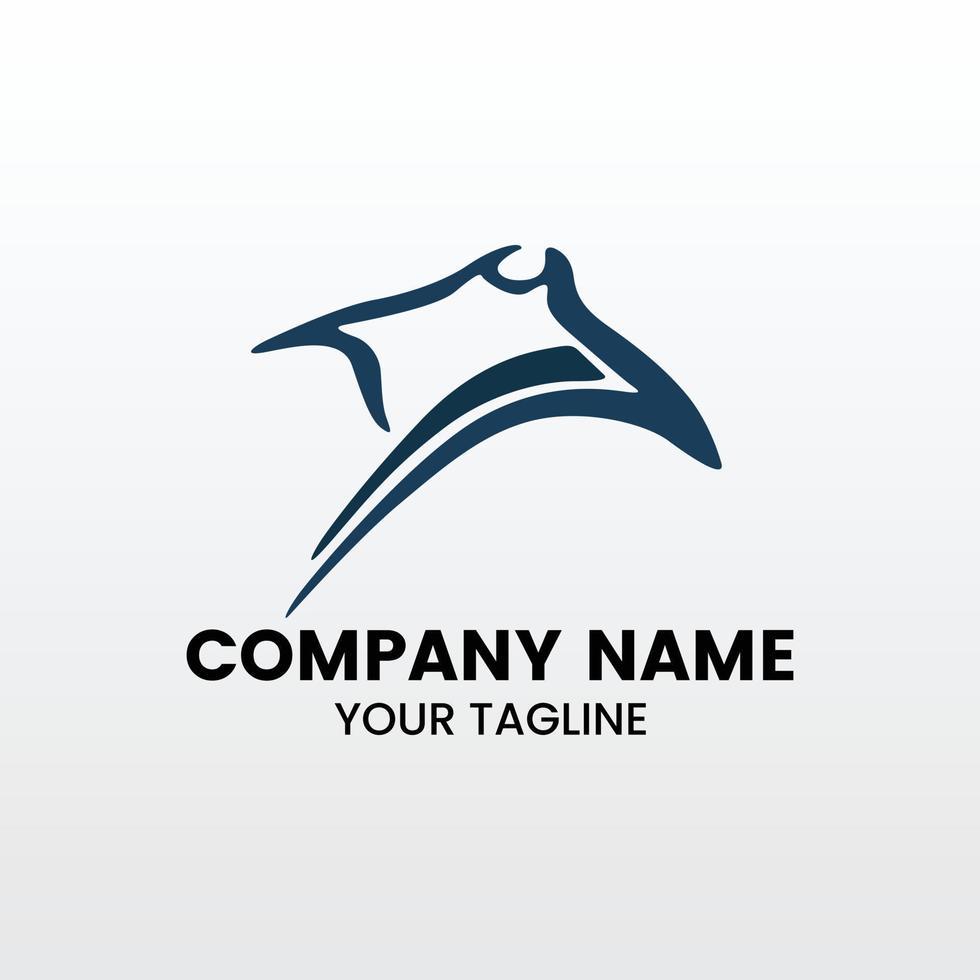 Minimalist inspiring  stingray blue silhouette white background isolated logo icon design vector illustration
