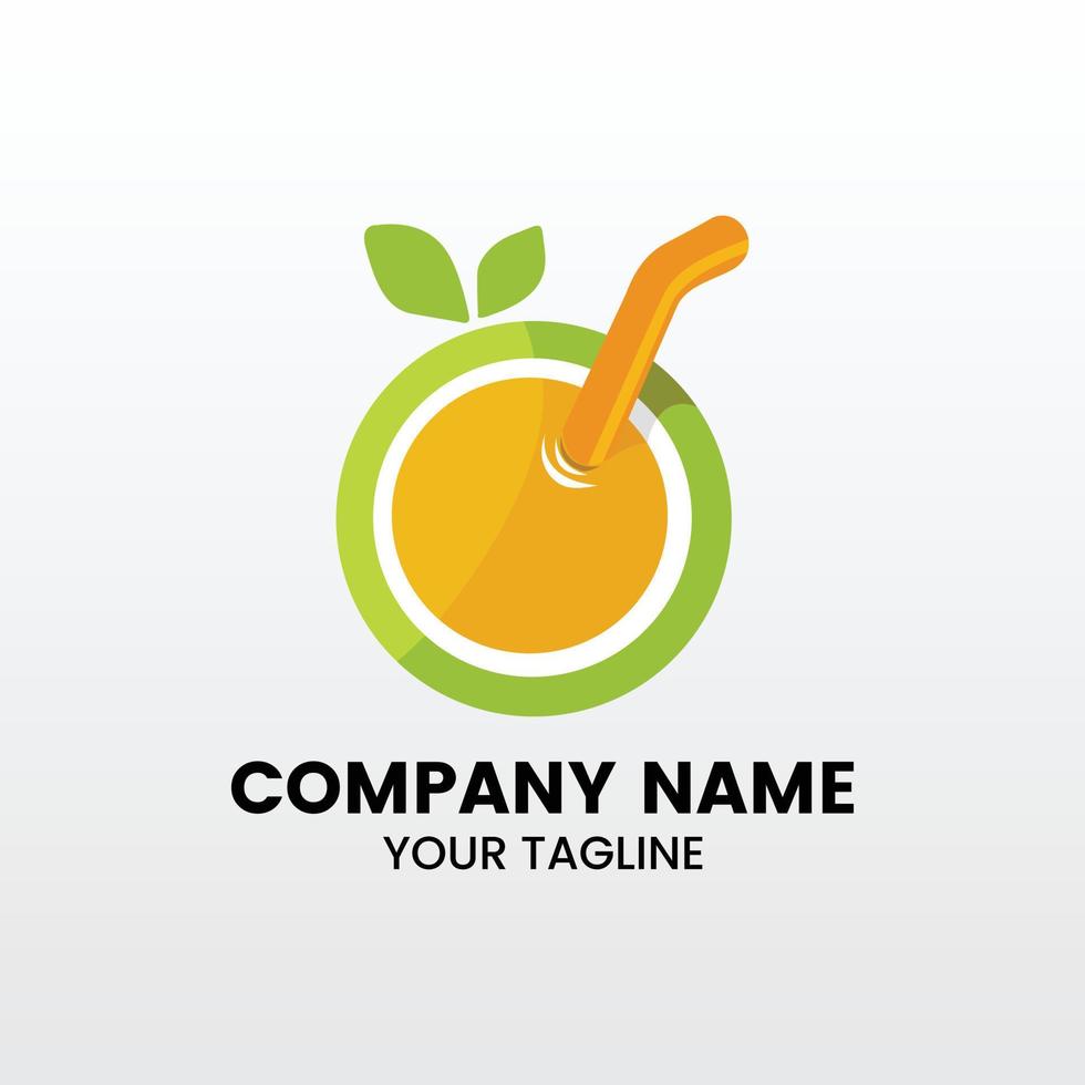 Minimalist inspiring Orange with Straw Logo. Flat design template vector