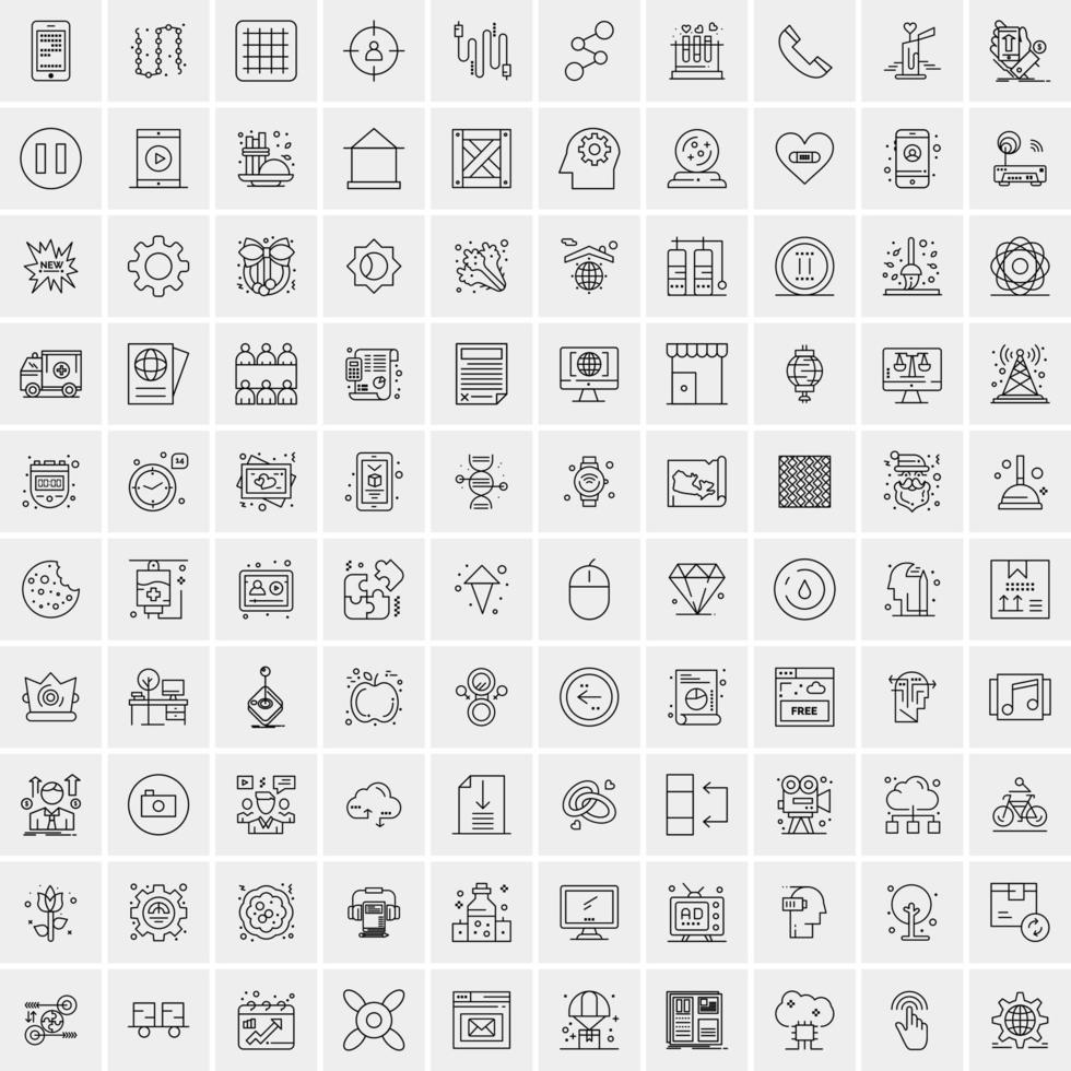 Pack of 100 Universal Line Icons for Mobile and Web vector