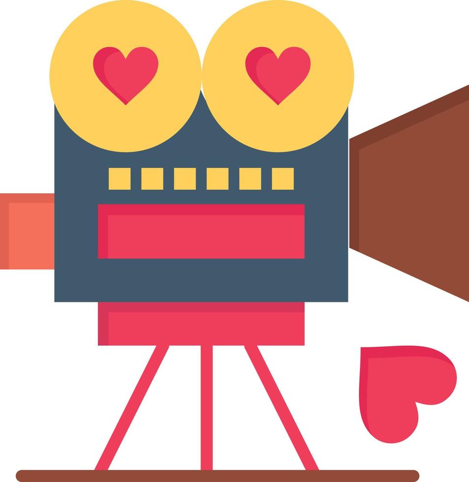 Camera Movie Video Camera Love Valentine  Flat Color Icon Vector icon banner Template