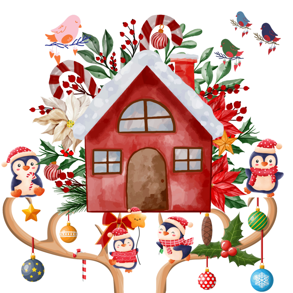 feliz hogar elementos navideños png