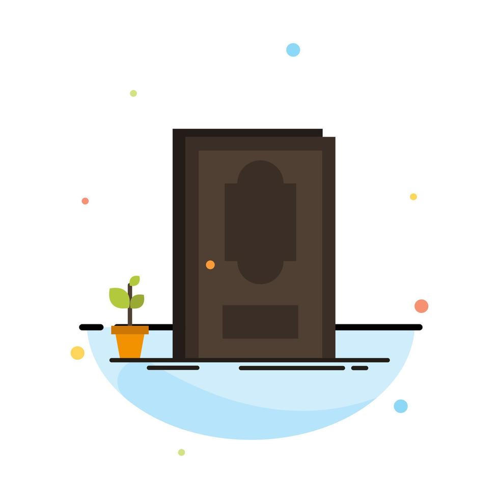 Door Closed Wood Plant Abstract Flat Color Icon Template vector