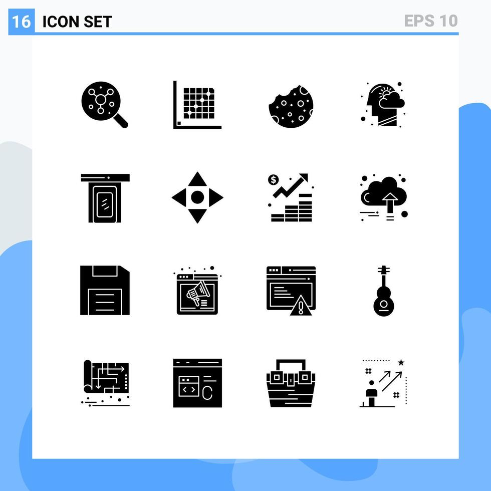 conjunto de 16 iconos de interfaz de usuario modernos símbolos signos para pensar elementos de diseño de vector editables de comida de cabeza de cabeza humana