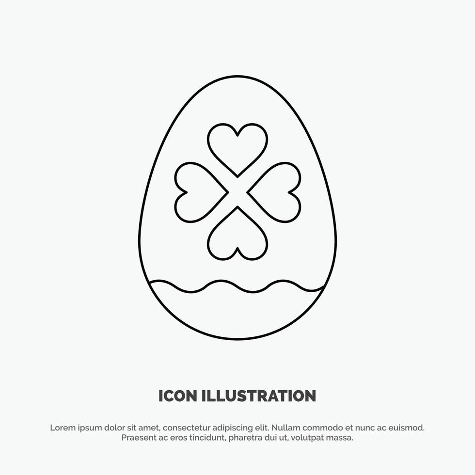 Egg Love Heart Easter Line Icon Vector